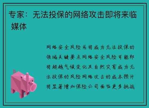 专家：无法投保的网络攻击即将来临 媒体